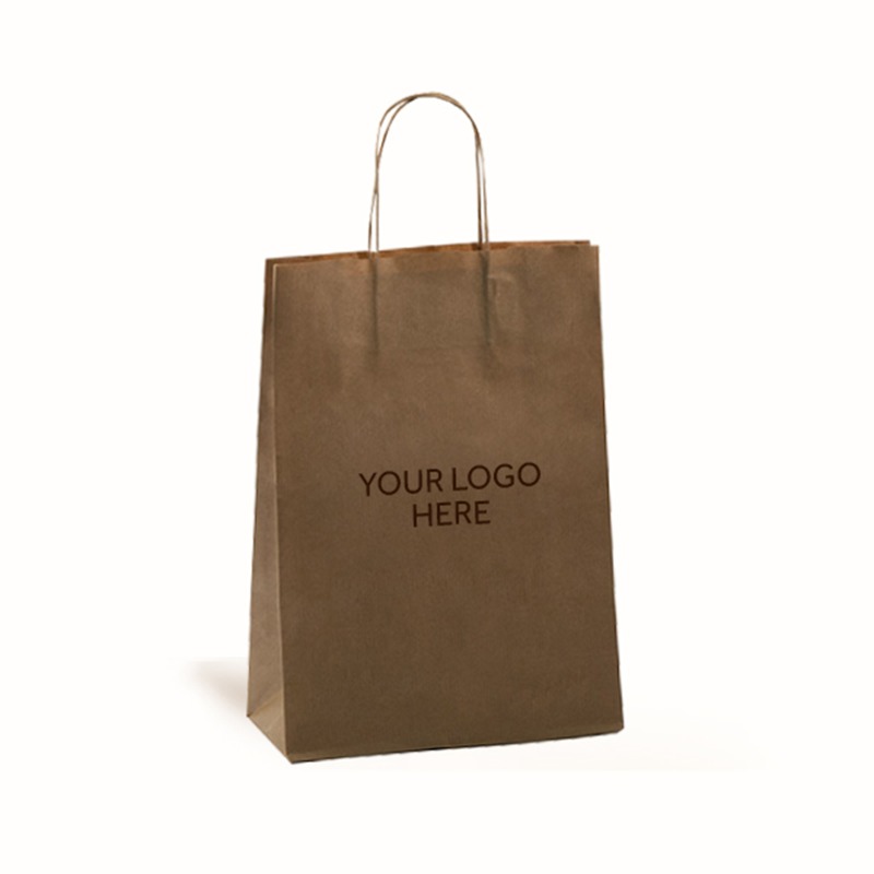 Brown Printed Paper Carrier Bags with Twisted Handles