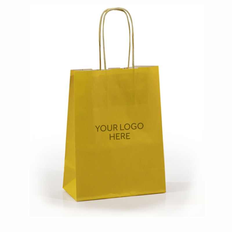 Yellow Printed Paper Carrier Bags with Twisted Handles