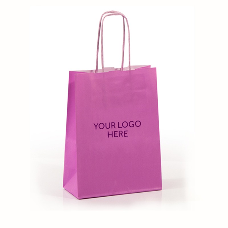 Pink Printed Paper Carrier Bags with Twisted Handles