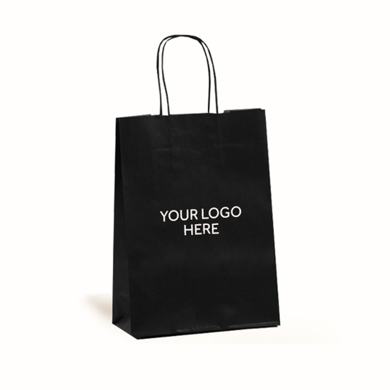 Black Printed Paper Carrier Bags with Twisted Handles