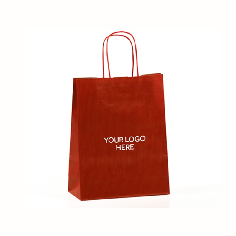 Scarlet Red Printed Paper Carrier Bags with Twisted Handles